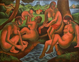 Frauen baden im Frühling